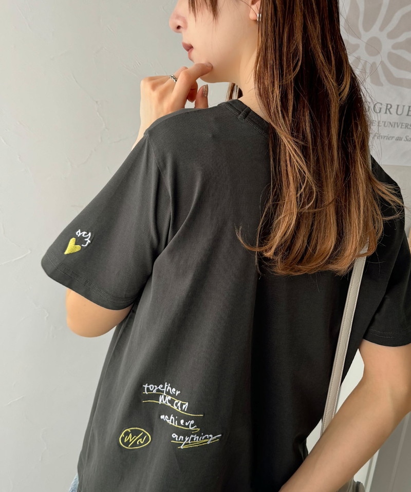 オーガニックコットン100%らくがき風刺繍 無地＆ボーダー柄半袖Tシャツ  Classical Elf クラシカルエルフ ce1260396 | classicalelf | 13