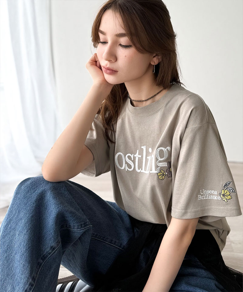 ナチュラルな中に、さりげない華。綿100％ロゴ×フラワー刺繍ビッグTシャツ（半袖） Classical Elf クラシカルエルフ ce1260485 | classicalelf | 13