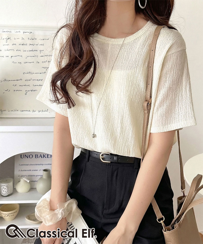 軽やか涼感、さらり抜け感。楊柳ベーシックTシャツ(半袖) Classical Elf クラシカルエルフ ce1260529 | classicalelf
