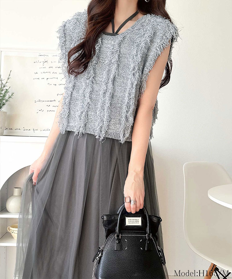 【 クラシカルエルフ classical elf 】 【お得な2点セット】 ワンピース 春 カジュアル レディース フリンジニット フレアーチュール ワンピ ベスト付 | classicalelf | 12