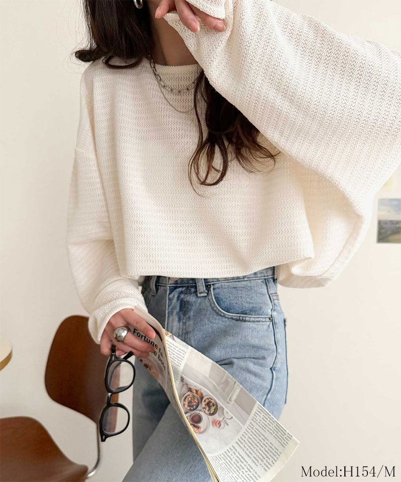 【 クラシカルエルフ classical elf 】トップス 春 レディース 長袖  Tシャツ レーシー ジャガード ドルマン プルオーバー 長袖 透け感 大きいサイズ | classicalelf | 02