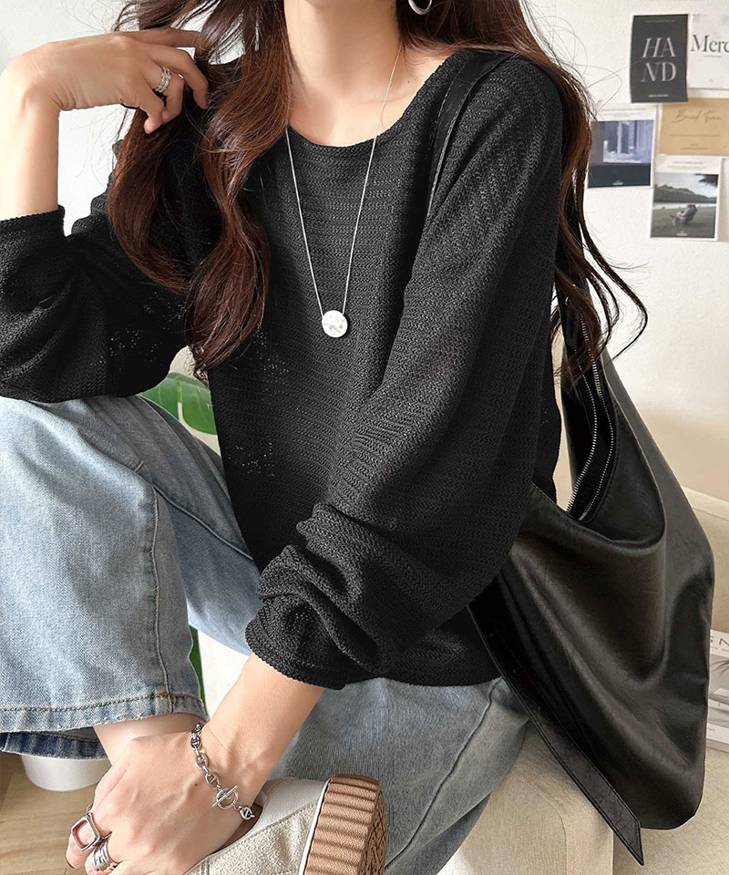 【 クラシカルエルフ classical elf 】トップス 春 レディース 長袖  Tシャツ レーシー ジャガード ドルマン プルオーバー 長袖 透け感 大きいサイズ | classicalelf | 06