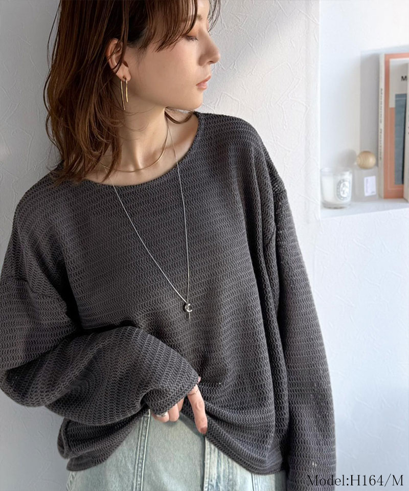 【 クラシカルエルフ classical elf 】トップス 春 レディース 長袖  Tシャツ レーシー ジャガード ドルマン プルオーバー 長袖 透け感 大きいサイズ | classicalelf | 08