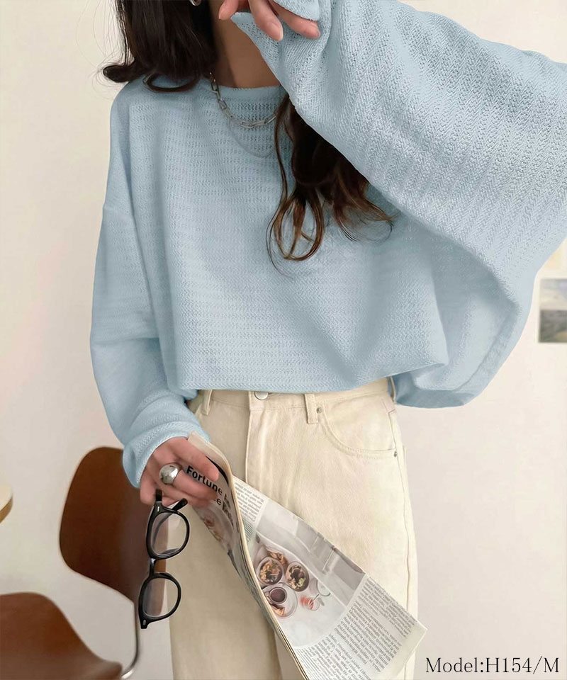 【 クラシカルエルフ classical elf 】トップス 春 レディース 長袖  Tシャツ レーシー ジャガード ドルマン プルオーバー 長袖 透け感 大きいサイズ | classicalelf | 14