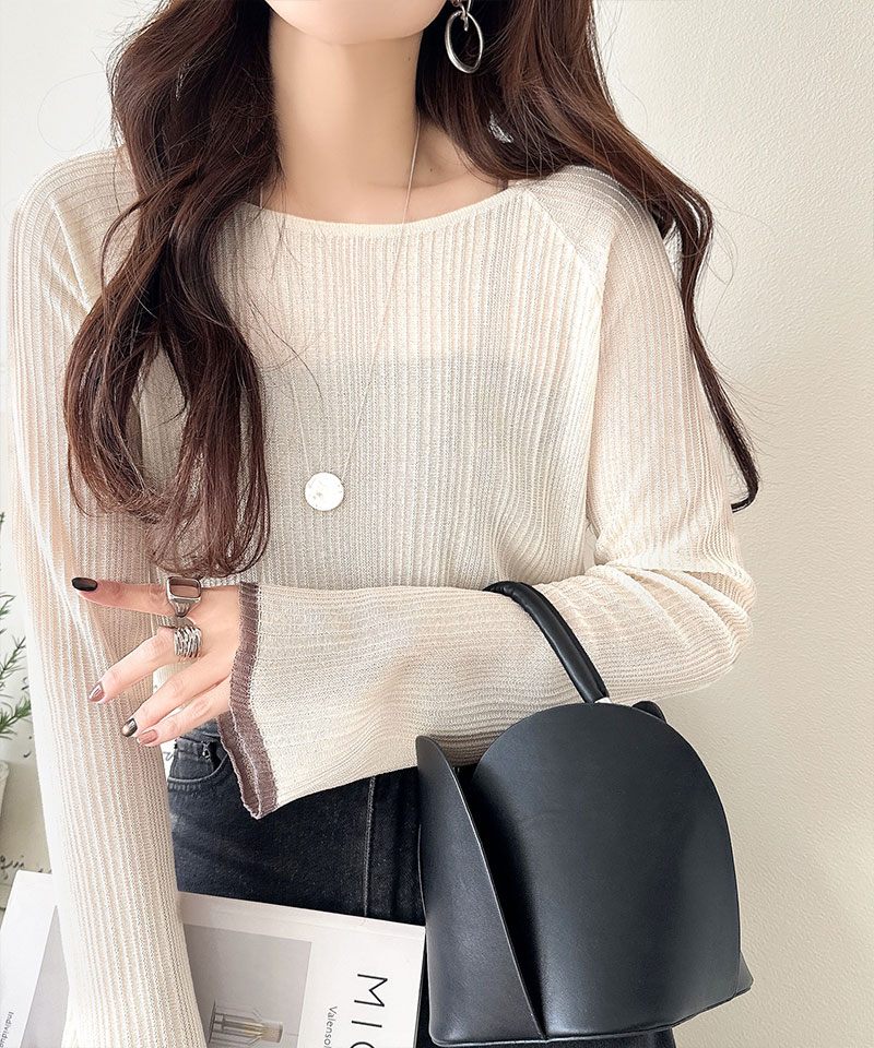 【 クラシカルエルフ classical elf 】シアー トップス 春 レディース 長袖  Tシャツ ランダム タック シアー袖 フレア 長袖 プルオーバー 透け感 | classicalelf | 04