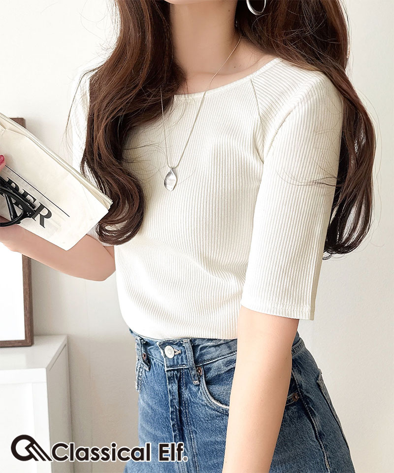 【 クラシカルエルフ classical elf 】 5分袖 レディース Tシャツ カットソー クルーネック ラグラン | classicalelf