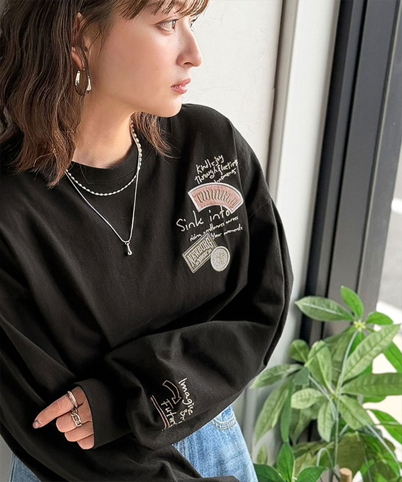 【 クラシカルエルフ classical elf 】 Tシャツ レディース 長袖 綿 100％ 刺繍 ワッペン ドルマン ロンT | classicalelf | 08