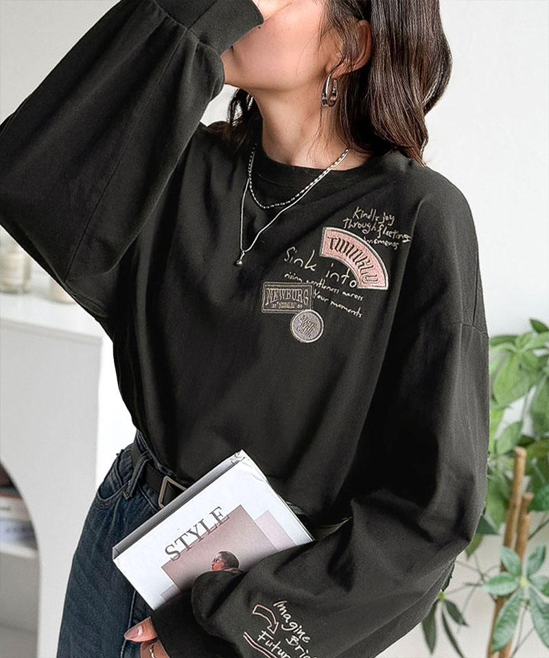 【 クラシカルエルフ classical elf 】 Tシャツ レディース 長袖 綿 100％ 刺繍 ワッペン ドルマン ロンT | classicalelf | 09