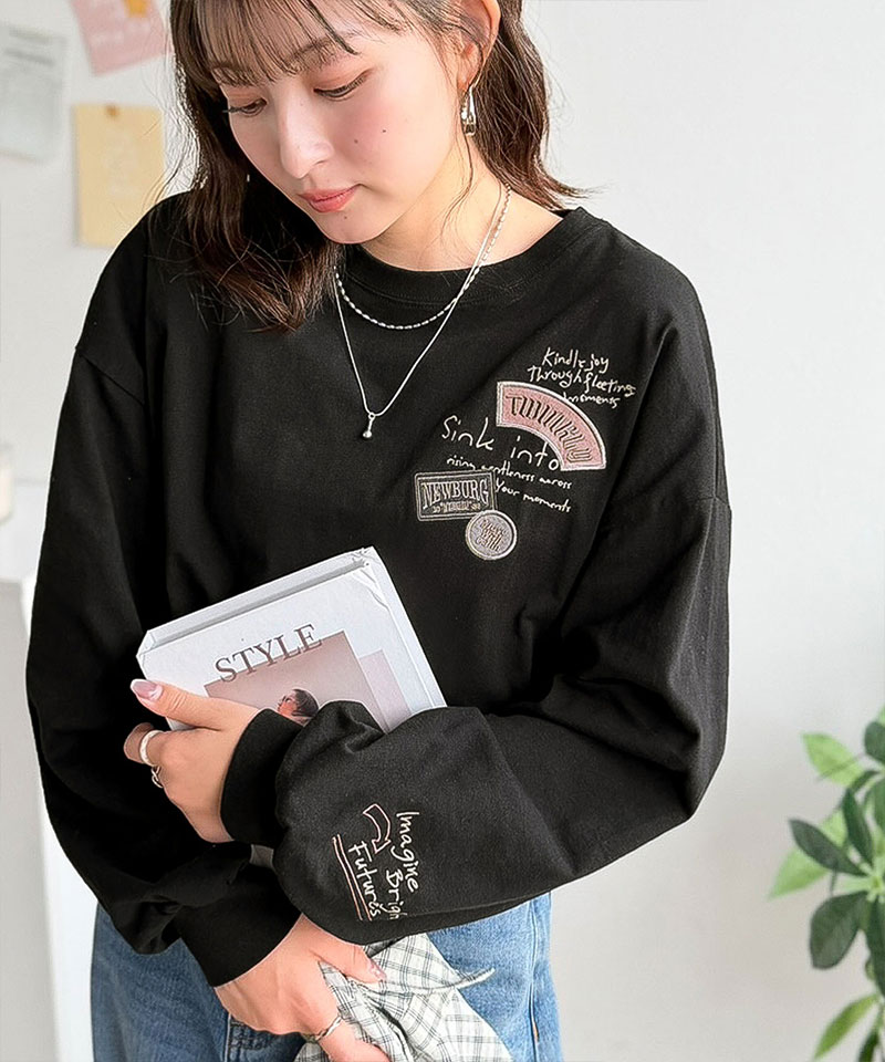 【 クラシカルエルフ classical elf 】 Tシャツ レディース 長袖 綿 100％ 刺繍 ワッペン ドルマン ロンT | classicalelf | 10