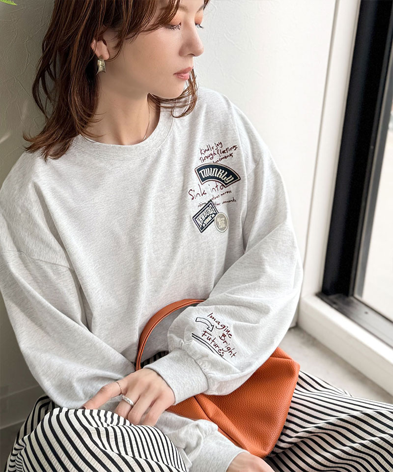 【 クラシカルエルフ classical elf 】 Tシャツ レディース 長袖 綿 100％ 刺繍 ワッペン ドルマン ロンT | classicalelf | 13