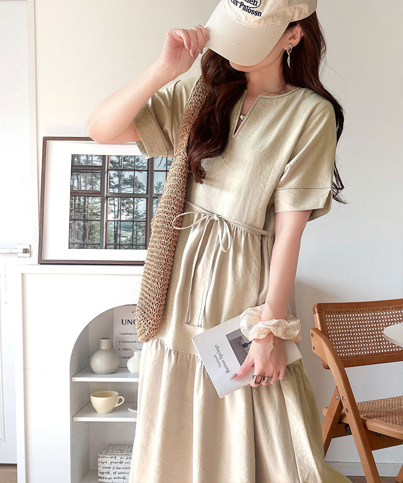 【 クラシカルエルフ classical elf 】 【接触冷感・吸水速乾・UVカット・防シワ機能付き】 ワンピース レディースキーネック リボン ティアード | classicalelf | 09