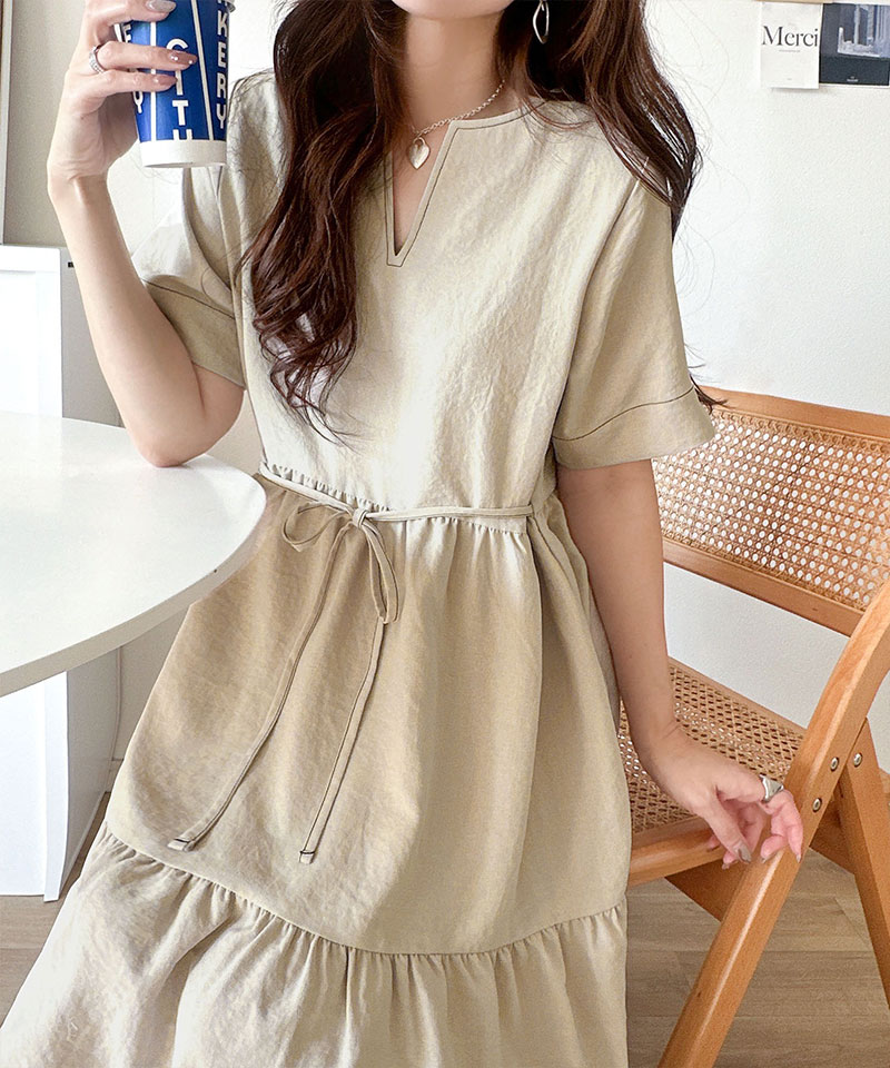 【 クラシカルエルフ classical elf 】 【接触冷感・吸水速乾・UVカット・防シワ機能付き】 ワンピース レディースキーネック リボン ティアード | classicalelf | 10