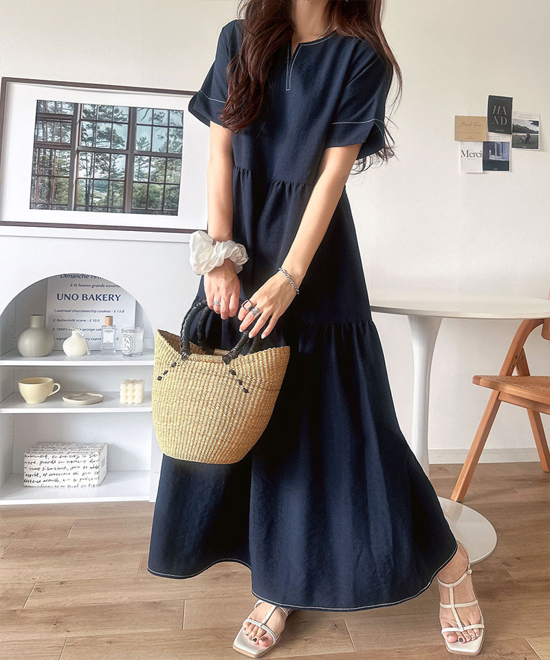 【 クラシカルエルフ classical elf 】 【接触冷感・吸水速乾・UVカット・防シワ機能付き】 ワンピース レディースキーネック リボン ティアード | classicalelf | 13