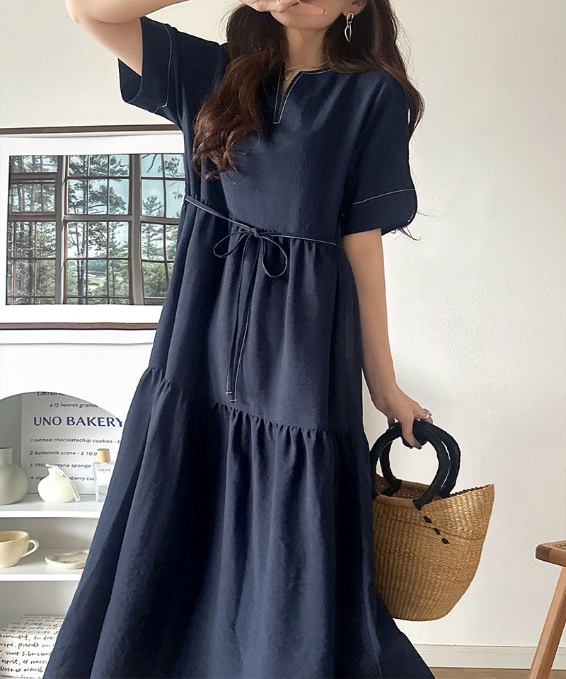 【 クラシカルエルフ classical elf 】 【接触冷感・吸水速乾・UVカット・防シワ機能付き】 ワンピース レディースキーネック リボン ティアード | classicalelf | 14