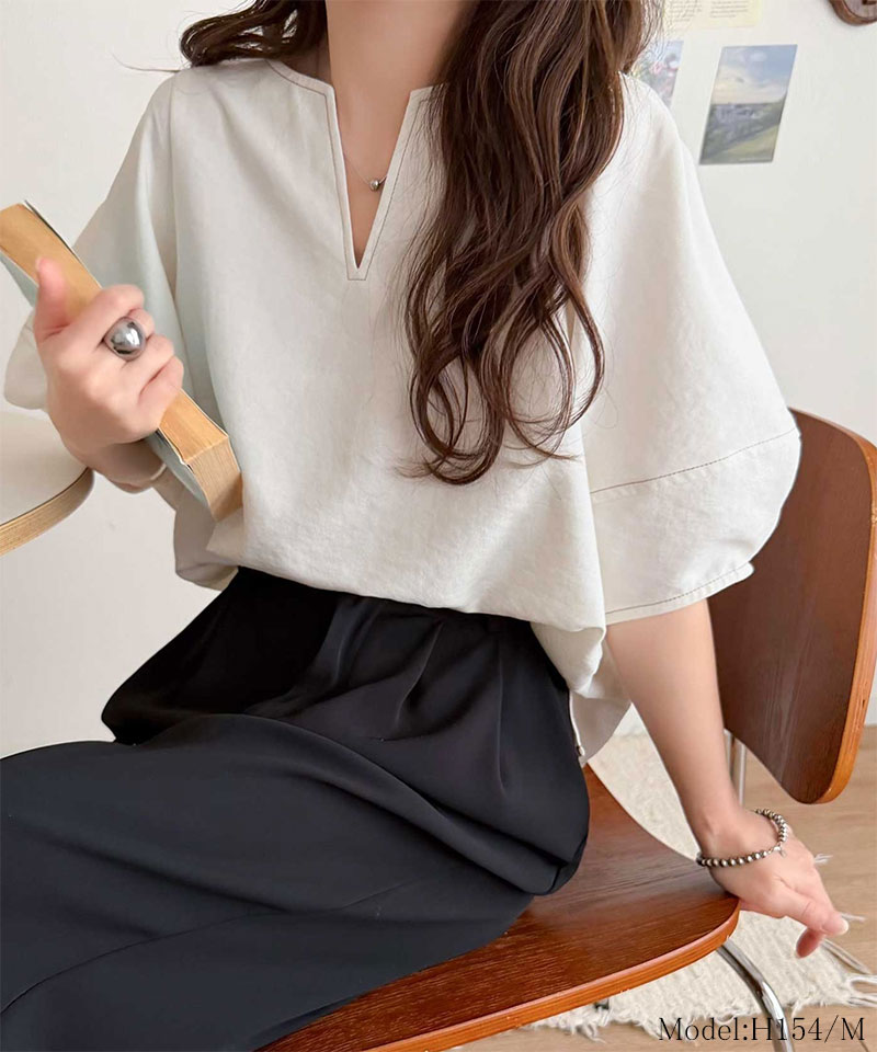 【 クラシカルエルフ classical elf 】 【UVカット、接触冷感、吸水速乾、防シワ機能付き】トップス シャツ レディース配色ステッチランタンスリーブ | classicalelf | 02