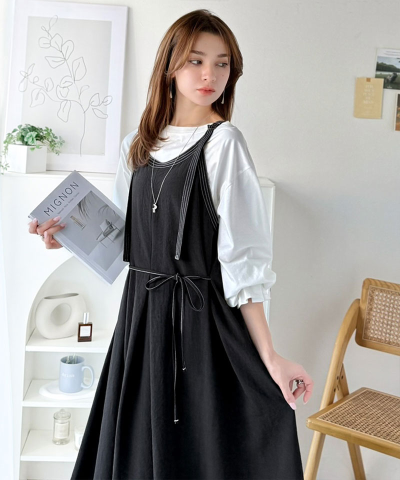 【 クラシカルエルフ classical elf 】【UVカット・防シワ・吸水速乾・接触冷感機能付き】ワンピース レディース 配色 ステッチ フロントタック | classicalelf | 04