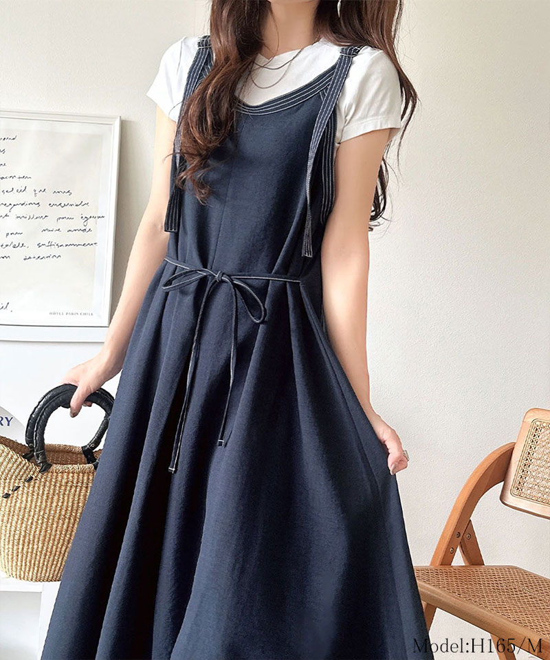 【 クラシカルエルフ classical elf 】【UVカット・防シワ・吸水速乾・接触冷感機能付き】ワンピース レディース 配色 ステッチ フロントタック | classicalelf | 13