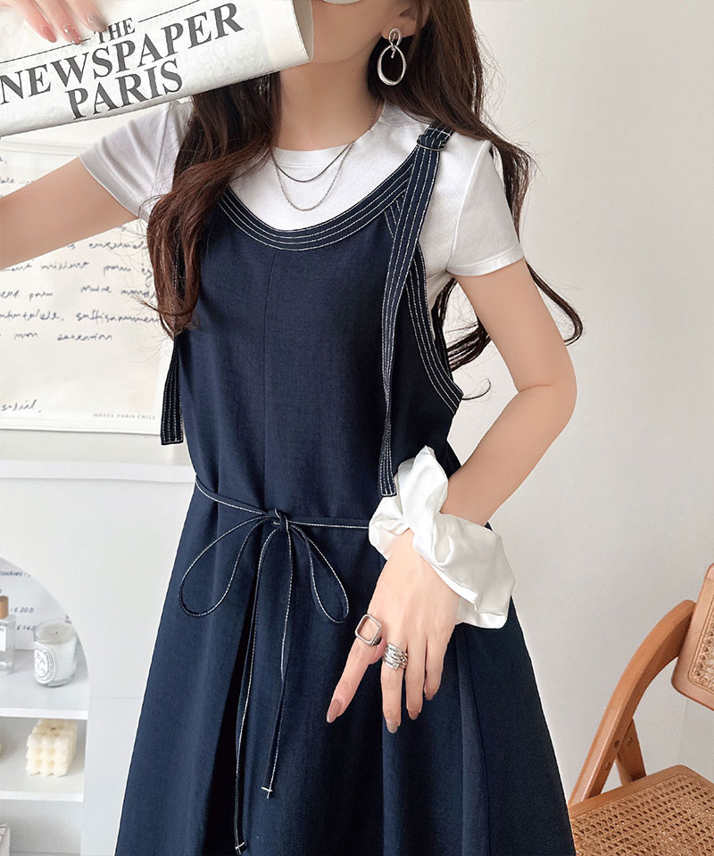 【 クラシカルエルフ classical elf 】【UVカット・防シワ・吸水速乾・接触冷感機能付き】ワンピース レディース 配色 ステッチ フロントタック | classicalelf | 14