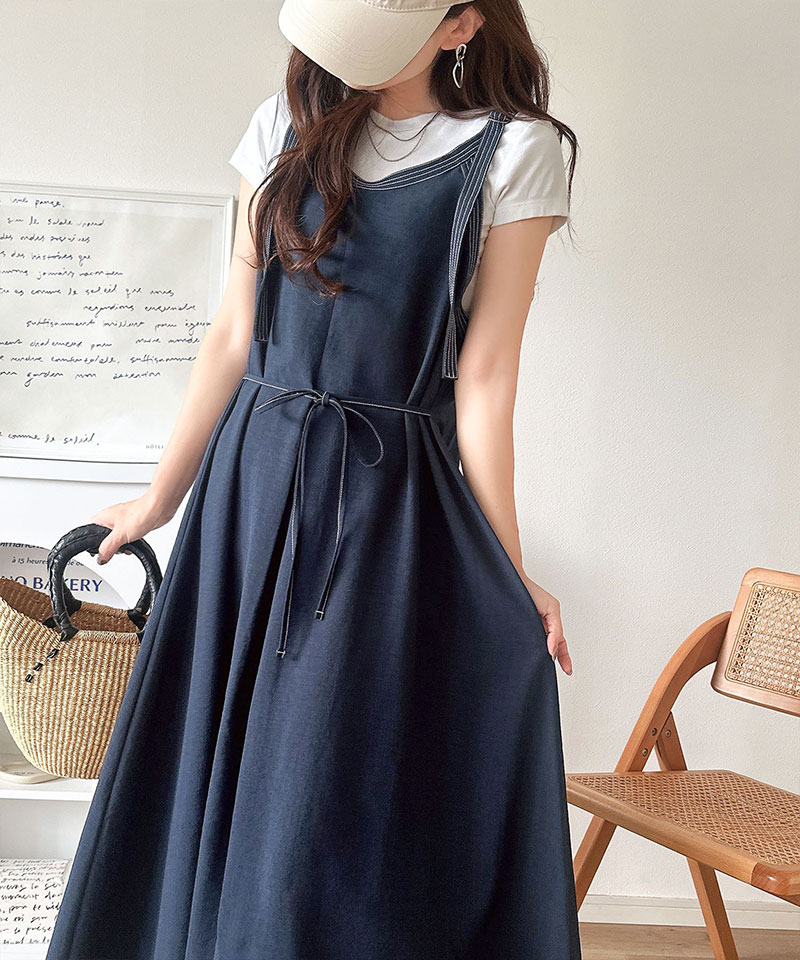 【 クラシカルエルフ classical elf 】【UVカット・防シワ・吸水速乾・接触冷感機能付き】ワンピース レディース 配色 ステッチ フロントタック | classicalelf | 15