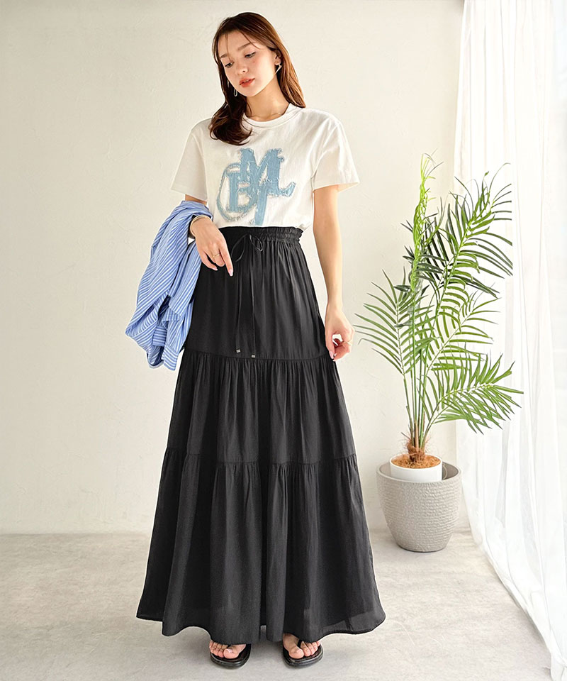【 クラシカルエルフ classical elf 】 【接触冷感・吸水速乾機能付き】 ボトムス スカート レディース3段 ティアード ロングスカート 大きいサイズ | classicalelf | 03