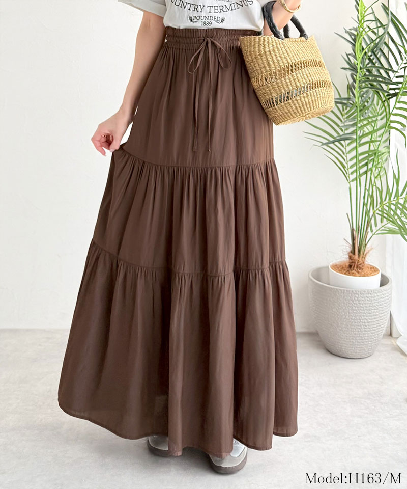 【 クラシカルエルフ classical elf 】 【接触冷感・吸水速乾機能付き】 ボトムス スカート レディース3段 ティアード ロングスカート 大きいサイズ | classicalelf | 06