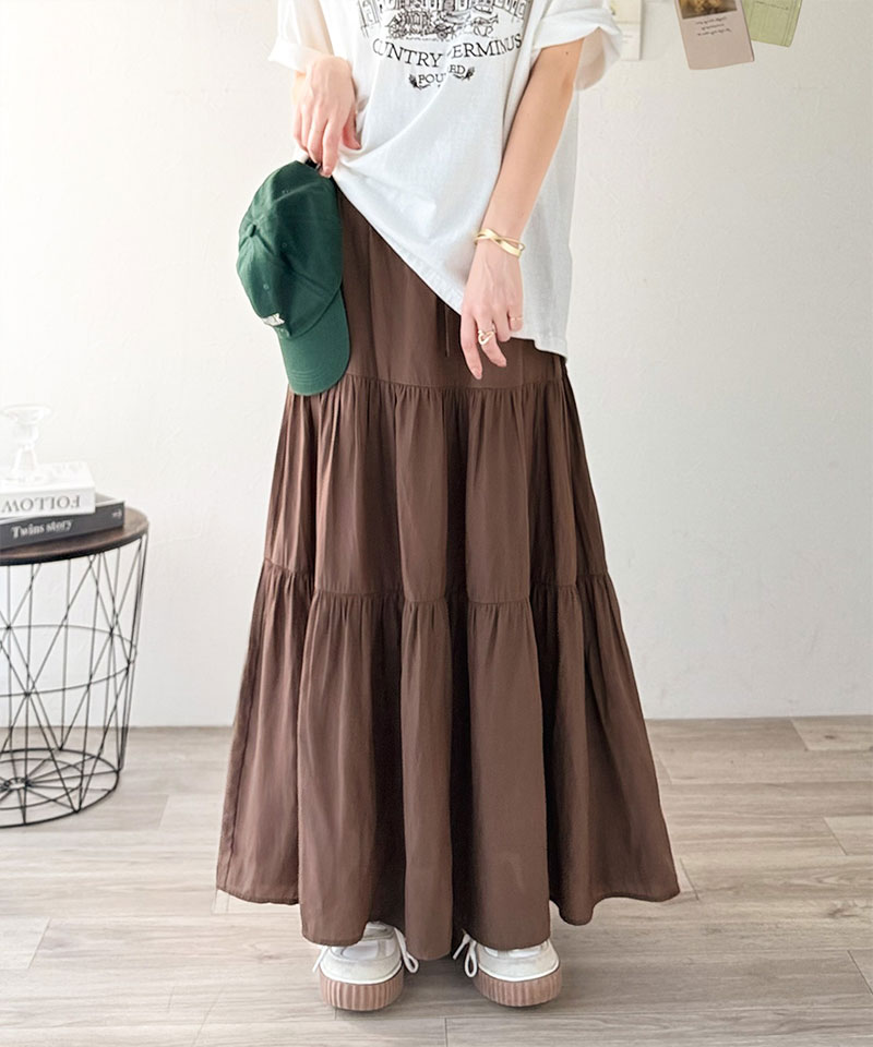 【 クラシカルエルフ classical elf 】 【接触冷感・吸水速乾機能付き】 ボトムス スカート レディース3段 ティアード ロングスカート 大きいサイズ | classicalelf | 08