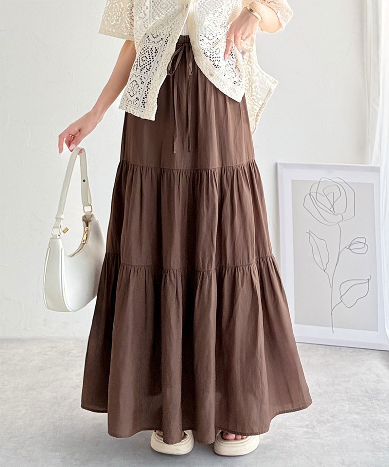 【 クラシカルエルフ classical elf 】 【接触冷感・吸水速乾機能付き】 ボトムス スカート レディース3段 ティアード ロングスカート 大きいサイズ | classicalelf | 10