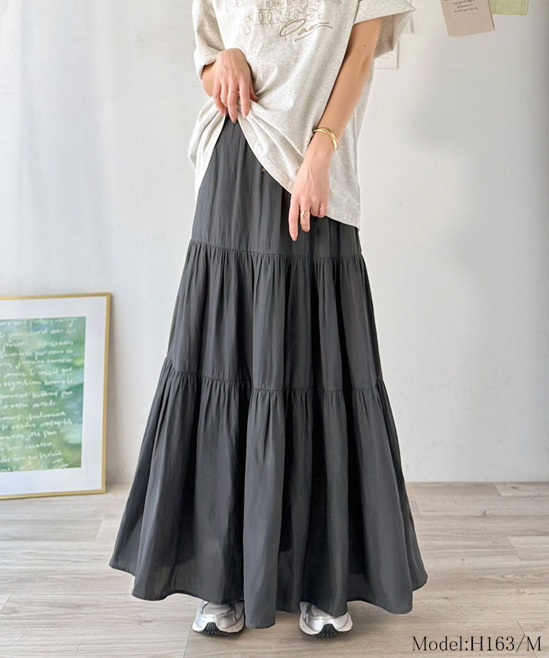 【 クラシカルエルフ classical elf 】 【接触冷感・吸水速乾機能付き】 ボトムス スカート レディース3段 ティアード ロングスカート 大きいサイズ | classicalelf | 11