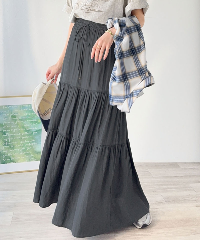 【 クラシカルエルフ classical elf 】 【接触冷感・吸水速乾機能付き】 ボトムス スカート レディース3段 ティアード ロングスカート 大きいサイズ | classicalelf | 12