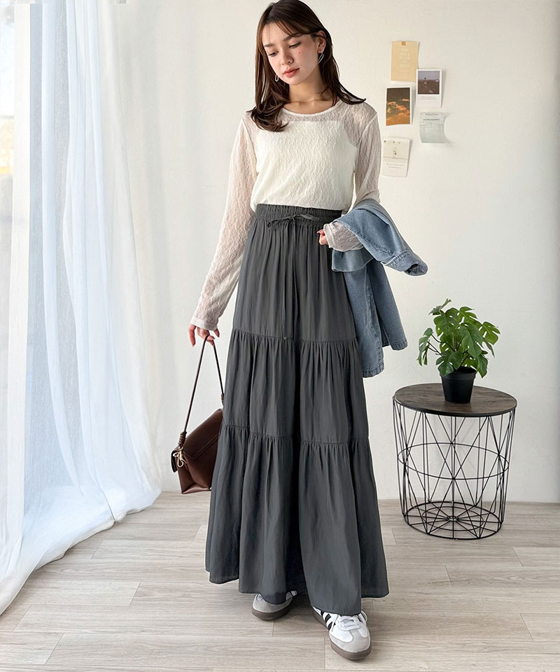 【 クラシカルエルフ classical elf 】 【接触冷感・吸水速乾機能付き】 ボトムス スカート レディース3段 ティアード ロングスカート 大きいサイズ | classicalelf | 13