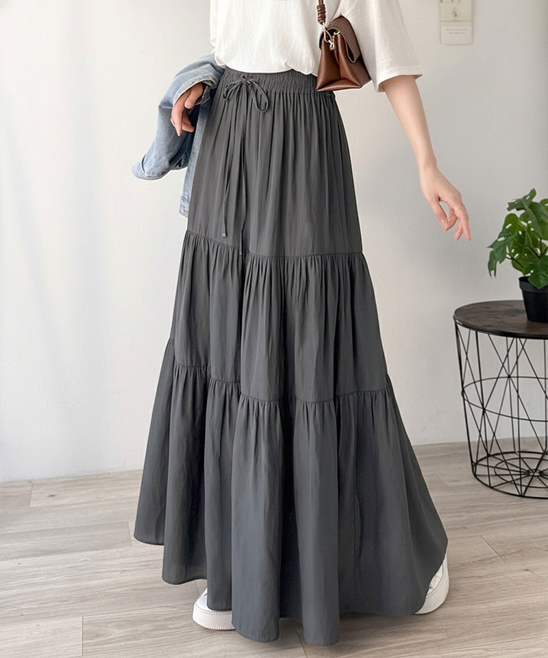 【 クラシカルエルフ classical elf 】 【接触冷感・吸水速乾機能付き】 ボトムス スカート レディース3段 ティアード ロングスカート 大きいサイズ | classicalelf | 14