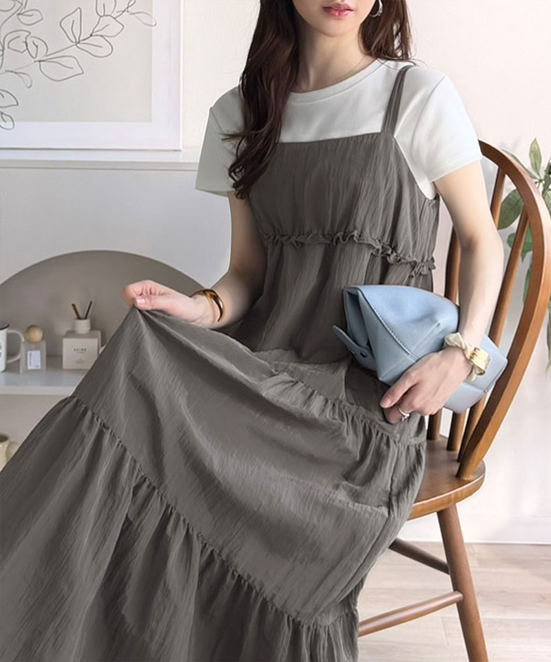 【 クラシカルエルフ classical elf 】ワンピース レディース 楊柳 ワッシャー フリル ティアード ロングワンピ きれいめ カジュアル デイリー 着回し | classicalelf | 10