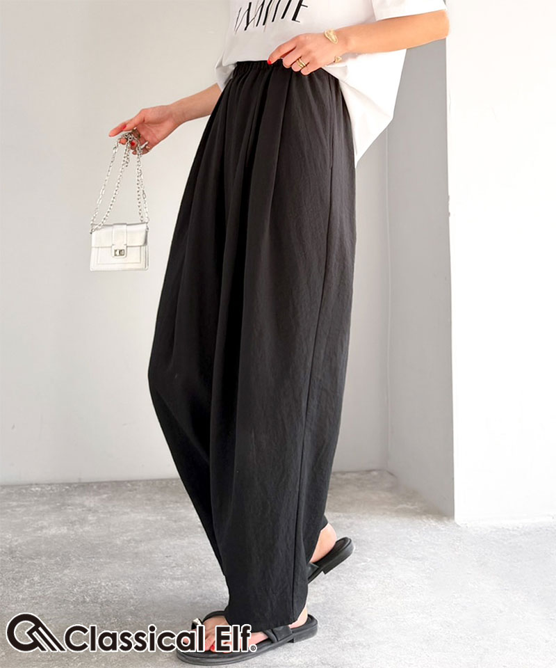 【 クラシカルエルフ classical elf 】【接触冷感機能付き】 イージーパンツ レディース 大きいサイズ ボトムス パンツ タック コクーンパンツ 楽ちん | classicalelf