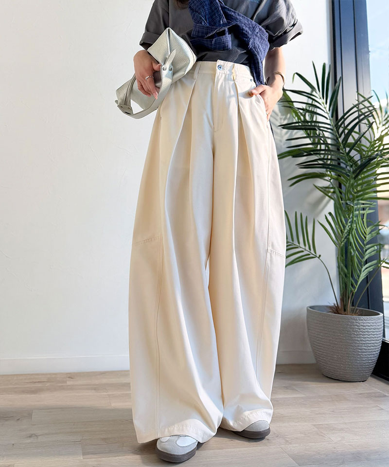 【 クラシカルエルフ classical elf 】ボトムス パンツ レディース 旬なワイドシルエット タック バレル レッグパンツ 大きいサイズ 春 夏 2026ss | classicalelf | 06