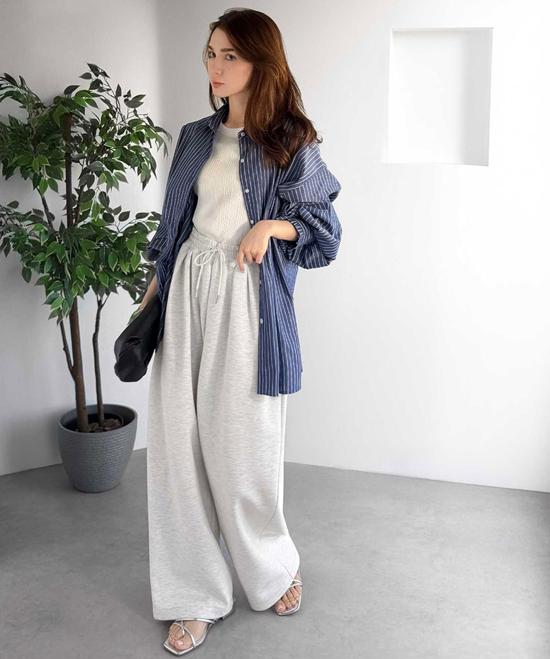 【 クラシカルエルフ classical elf 】 ボトムス パンツ レディース オーバーサイズ ２タック イージーパンツ ワイド ダンボール素材 お洒落 | classicalelf | 15