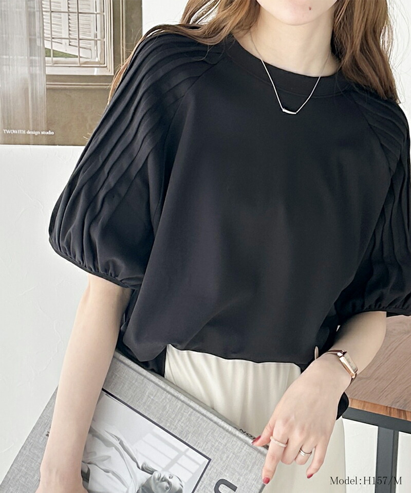カジュアルな中にも上品さを。綿100%　袖山タックラグラン半袖Tシャツ Classical Elf クラシカルエルフ ce1300007 | classicalelf | 02