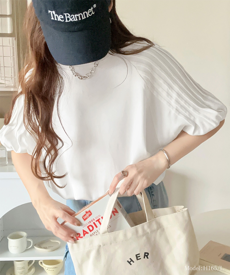 カジュアルな中にも上品さを。綿100%　袖山タックラグラン半袖Tシャツ Classical Elf クラシカルエルフ ce1300007 | classicalelf | 05