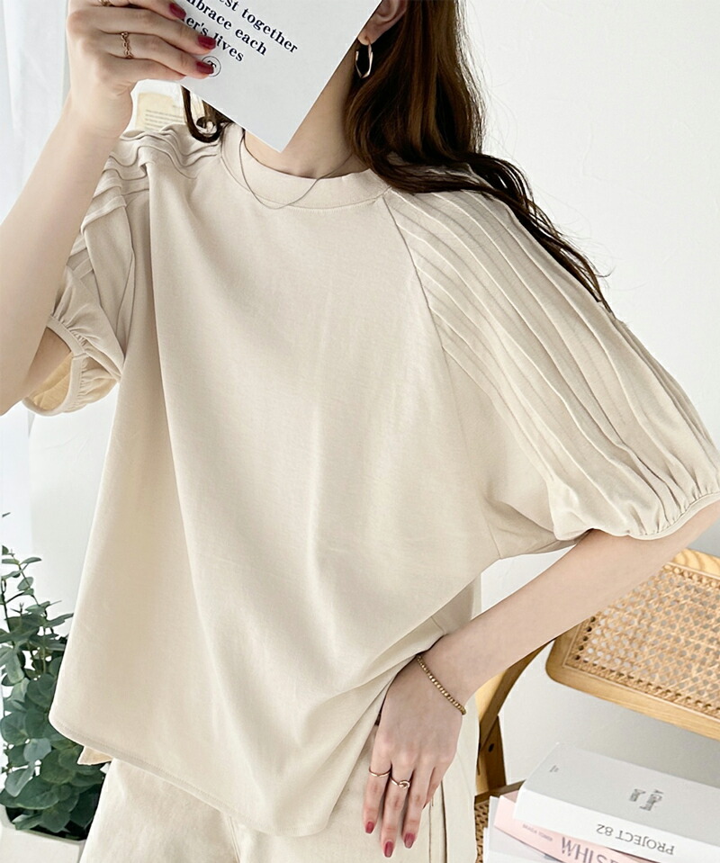 カジュアルな中にも上品さを。綿100%　袖山タックラグラン半袖Tシャツ Classical Elf クラシカルエルフ ce1300007 | classicalelf | 09