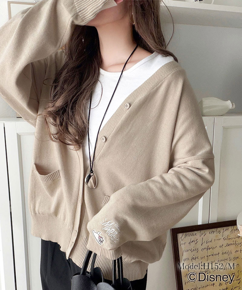 【 クラシカルエルフ classical elf 】 カーディガン レディース 春夏 トップス ディズニー 袖刺繍 大人プレッピー 遊び心 カジュアル Vネック | classicalelf | 09