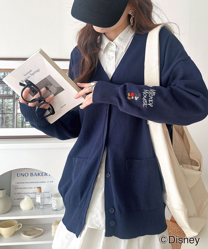 【 クラシカルエルフ classical elf 】 カーディガン レディース 春夏 トップス ディズニー 袖刺繍 大人プレッピー 遊び心 カジュアル Vネック | classicalelf | 13