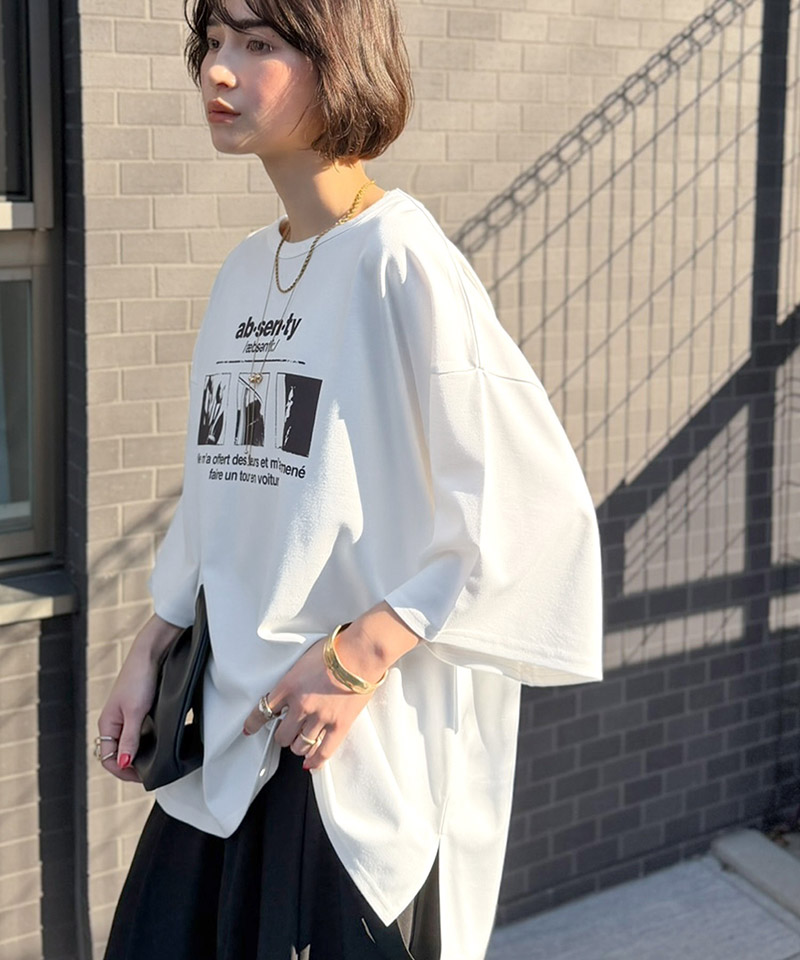 【 クラシカルエルフ classical elf 】 tシャツ レディース 半袖 トップス カットソー フォトグラフィック オーバーサイズ モノクロ フォトプリント | classicalelf | 03