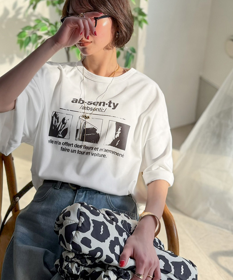 【 クラシカルエルフ classical elf 】 tシャツ レディース 半袖 トップス カットソー フォトグラフィック オーバーサイズ モノクロ フォトプリント | classicalelf | 05