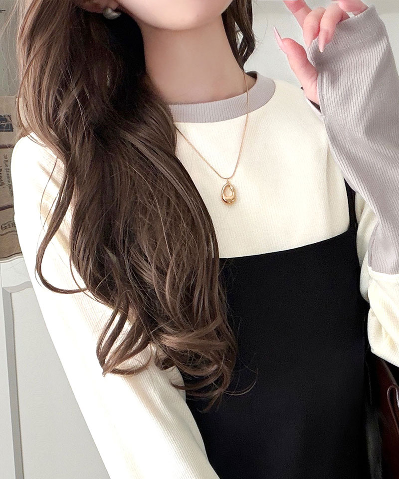 【 クラシカルエルフ classical elf 】 トップス ニット レディース 袖配色切り替え リブニット プルオーバー 長袖 指穴付き レイヤード 重ね着 | classicalelf | 04