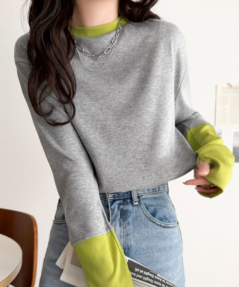 【 クラシカルエルフ classical elf 】 トップス ニット レディース 袖配色切り替え リブニット プルオーバー 長袖 指穴付き レイヤード 重ね着 | classicalelf | 06