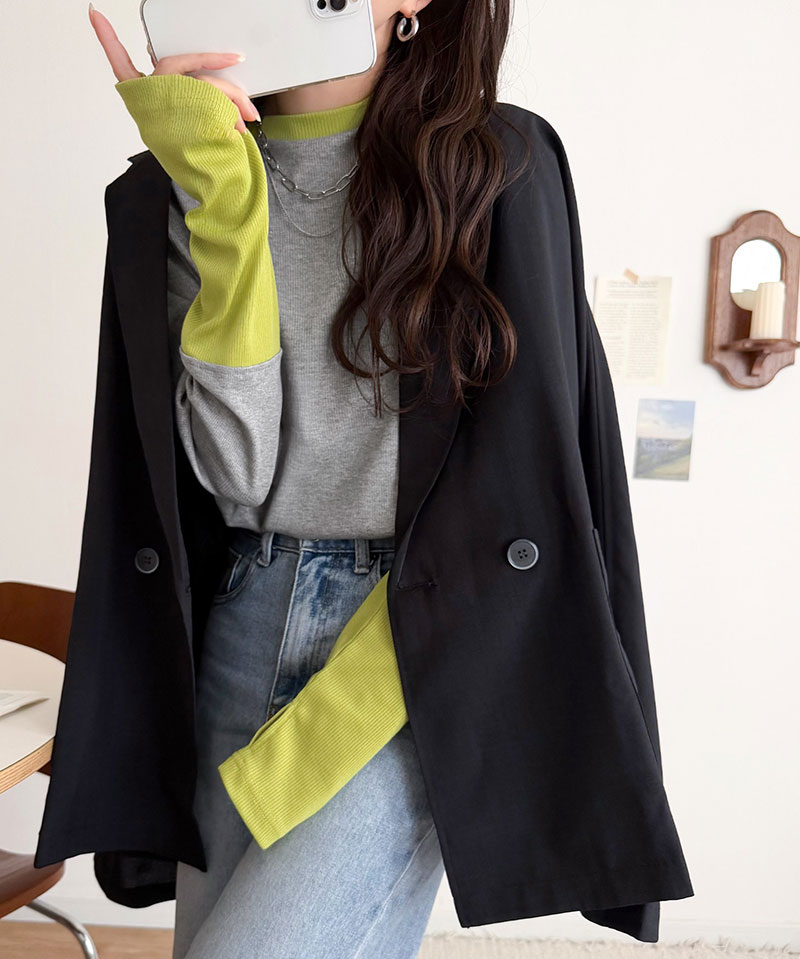 【 クラシカルエルフ classical elf 】 トップス ニット レディース 袖配色切り替え リブニット プルオーバー 長袖 指穴付き レイヤード 重ね着 | classicalelf | 07