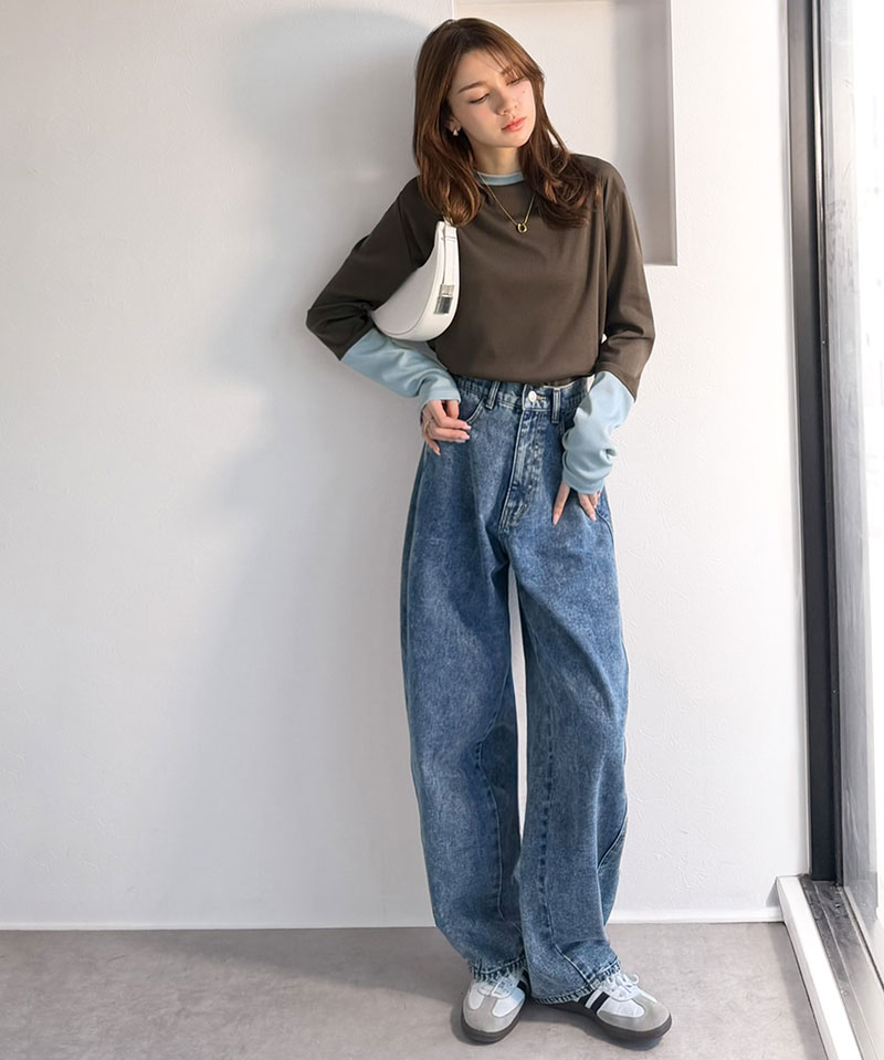 【 クラシカルエルフ classical elf 】 トップス ニット レディース 袖配色切り替え リブニット プルオーバー 長袖 指穴付き レイヤード 重ね着 | classicalelf | 15