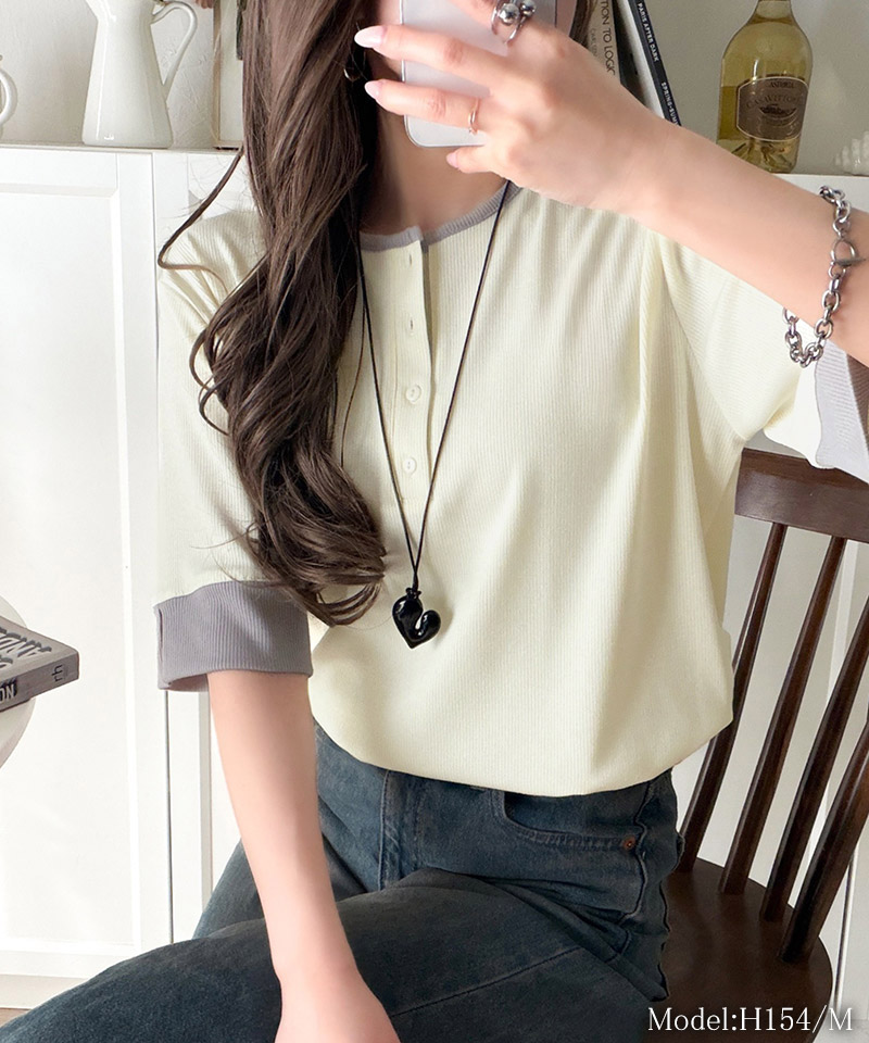 【 クラシカルエルフ classical elf 】 Tシャツ レディース 半袖 カットソー ヘンリーネック テレコ素材 | classicalelf | 02