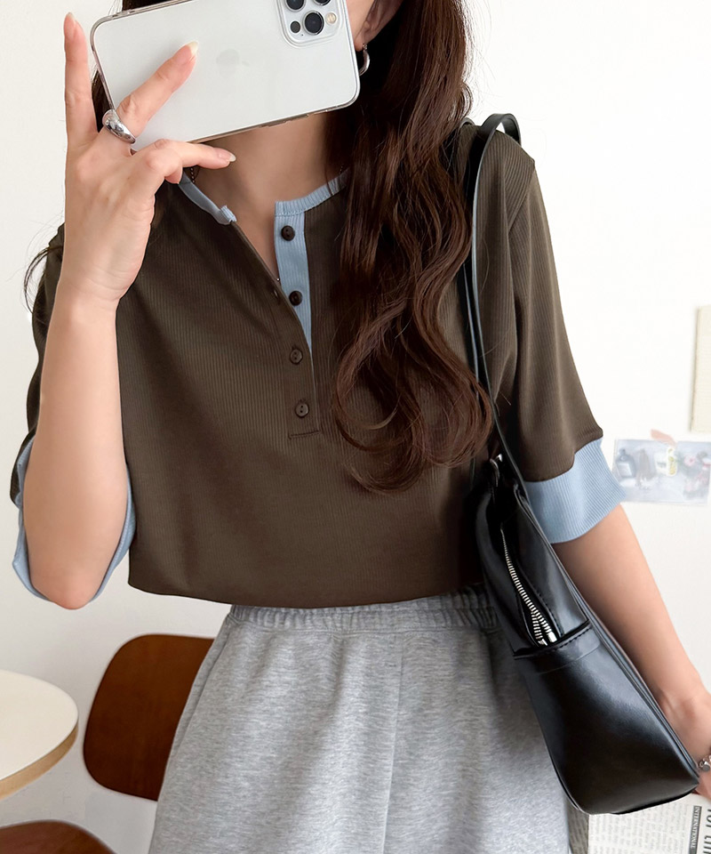 【 クラシカルエルフ classical elf 】 Tシャツ レディース 半袖 カットソー ヘンリーネック テレコ素材 | classicalelf | 14