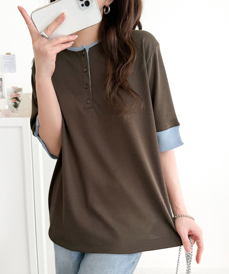 【 クラシカルエルフ classical elf 】 Tシャツ レディース 半袖 カットソー ヘンリーネック テレコ素材 | classicalelf | 15