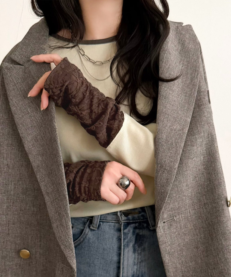 【 クラシカルエルフ classical elf 】カットソー 長袖 レディース トップス ジャガード 切り替え リブ 立体感 配色デザイン ふくれジャガード コンパクト | classicalelf | 04